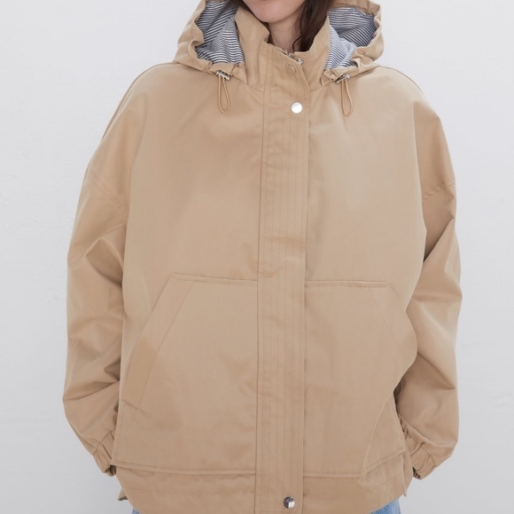 Zara Hooded Jacket in Beige - Picture 2 of 9